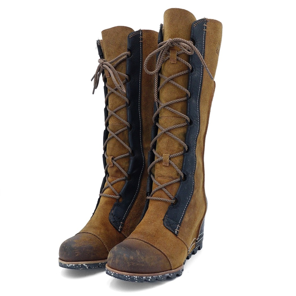 SOREL Womens US 7 Brown Suede Leather Cate the Great Tall Wedged Knee High Boots